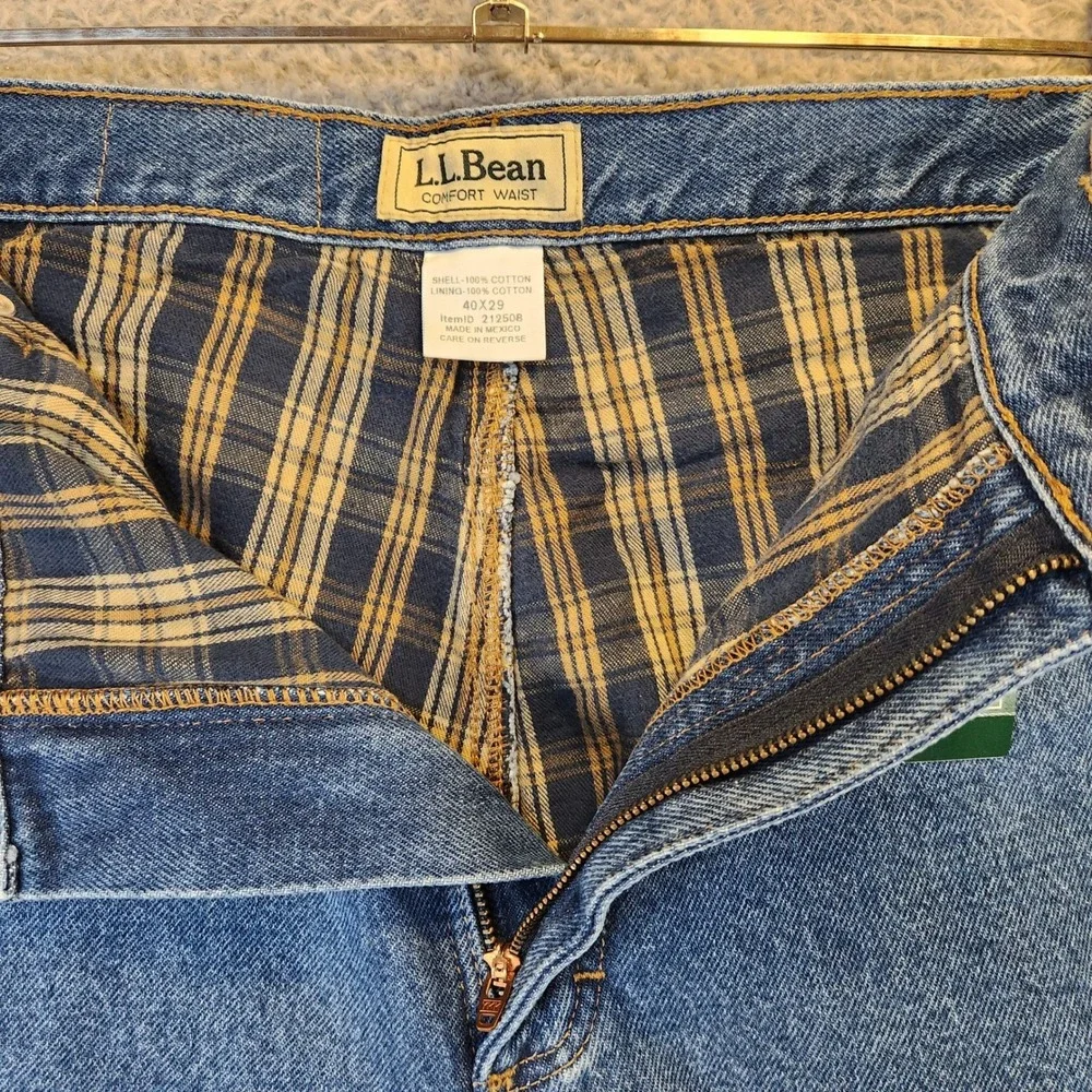 L.L.Bean Comfort Waist Flannel Lined Jeans Mens Size 40x29 Stonewashed Denim NWT